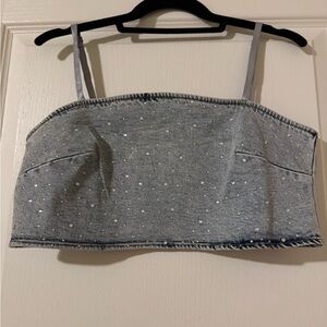 Gray Denim Studded Women's Top